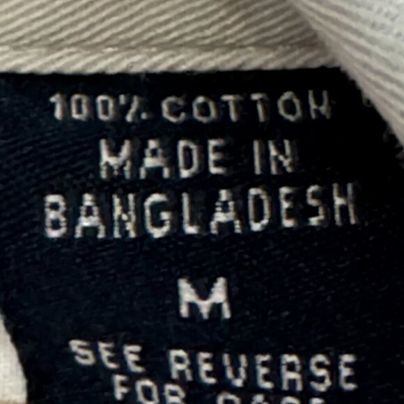 Izod Beige Summer Twill Button-Down Long Sleeve Shirt Front Pocket M - Picture 11 of 12